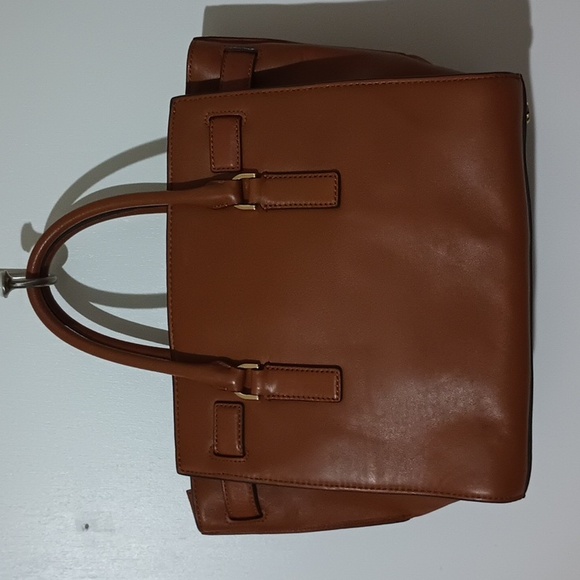 Michael Kors Hamilton Leather Satchel Handbag Caramel Brown Color - Picture 4 of 16